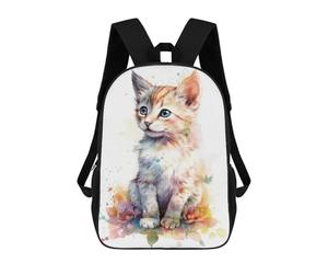 sinyumoney Watercolor Manx Cat Kitten Sacs À Dos Pour Enfants, Sac À Dos Scolaire Imprimé En 3D Pour Enfants, Sac À Dos De Voyage, Sac À Livres Pour Enfants 17inch Sac D'école