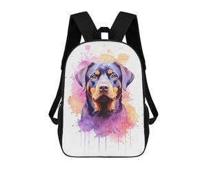 sinyumoney Watercolor Rottweiler Art Sac À Dos Scolaire Pour Filles Et Garçons, Grand Sac À Dos Léger Pour Enfants Et Étudiants 17inch