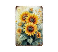 sinyumoney Watercolor Sunflower Bouquet Affiche Rétro En Métal, Plaque Décorative Chic, Peinture Sur Fer Rétro, Décoration Murale Pour Bureau, Salon Ou Bar11.8"x7.9"