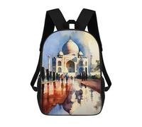 sinyumoney Watercolor Taj Mahal Sac À Dos Avec Poche, Sacs À Dos Imprimés En 3D, Sacs De Voyage, Sacs À Livres, Sacs D'école Pour Enfants 17inch