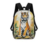 sinyumoney Watercolor Tiger Sac À Dos Scolaire Imprimé En 3D, Sac À Dos Décontracté Pour Enfants, Sac D'école Imprimé En 3D Pour Garçons, Primaire Et Collège 17inch