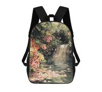 sinyumoney Watercolor Waterfall with Flowers And Foliage Sacs À Dos Pour Enfants, Cartables, Sacs À Dos Scolaires Imprimés En 3D, Sacs À Dos De Voyage Tendance Pour Enfants (primaire, Collège) 17inch