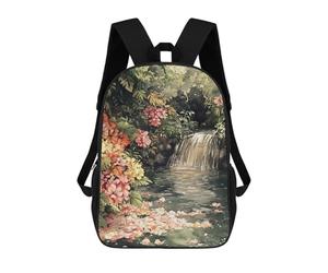 sinyumoney Watercolor Waterfall with Flowers And Foliage Sacs À Dos Pour Enfants, Cartables, Sacs À Dos Scolaires Imprimés En 3D, Sacs À Dos De Voyage Tendance Pour Enfants (primaire, Collège) 17inch