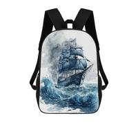 sinyumoney Watercolored Sailing Ship Sacs À Dos Scolaires Pour Enfants, Sac D'école Imprimé En 3D Pour Garçons, Élèves Du Primaire Et Du Collège 17inch