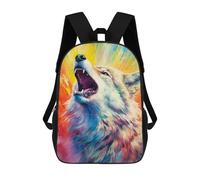 sinyumoney Watercolors Wolf Sac À Dos Imprimé En 3D Pour Enfants, Sac D'école Grande Capacité, Sac De Voyage, Sac À Livres, Sac À Dos Scolaire Pour Enfants 17inch