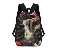 sinyumoney Waterfall Serenity Cherry Blossoms Lotus Japanese Sac À Dos Scolaire Pour Filles Et Garçons, Grand Sac À Dos Léger Pour Enfants Et Étudiants 17inch