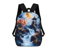 sinyumoney Waterfall Under Full Moon Sacs À Dos Imprimés En 3D 17inch Sac À Dos Scolaire Pour Enfants, Sac À Dos Décontracté Pour La Journée, Sac De Voyage Décontracté Pour Les Élèves Du Collège