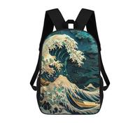 sinyumoney Wave of Kanagawa Sacs À Dos Pour Enfants, Cartables, Sacs À Dos Scolaires Imprimés En 3D, Sacs À Dos De Voyage Tendance Pour Enfants (primaire, Collège) 17inch