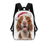 sinyumoney Welsh Springer Spaniel Dog with Santa Hat Portrait Sac À Dos Enfant Tendance Et Amusant, Sac À Dos Pour Garçons Et Adolescents, Sac D'école Imprimé En 3D Pour Garçons 17inch