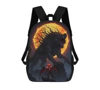 sinyumoney Werewolf And Demon Under Fiery Moon Sac À Dos Enfant Fille 3D, Sac D'école, Sac À Dos Pour Tout-petits, Sac À Dos Décontracté, Sac À Livres Tendance 17inch