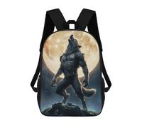sinyumoney Werewolf Howling at The Moon Sac À Dos Scolaire Imprimé En 3D, Sac À Dos Décontracté Pour Enfants, Sac D'école Imprimé En 3D Pour Garçons, Primaire Et Collège 17inch