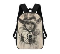 sinyumoney Western Woman with Gun Art Print-1 Sac À Dos Pour Garçons Et Adolescents, Sacs À Dos Pour Filles, Sacs À Dos Pour Tout-petits, Sacs À Livres Pour L'école Primaire Et Le Collège 17inch