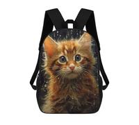 sinyumoney Wet Cat CloseUp Sac À Dos Enfant Fille 3D, Sac D'école, Sac À Dos Pour Tout-petits, Sac À Dos Décontracté, Sac À Livres Tendance 17inch