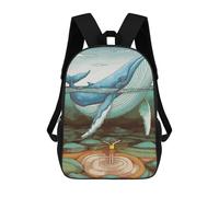 sinyumoney Whale And Girl Sac À Dos Scolaire Imprimé En 3D, Sac À Dos Décontracté Pour Enfants, Sac D'école Imprimé En 3D Pour Garçons, Primaire Et Collège 17inch