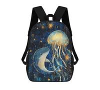 sinyumoney Whale And Jellyfish in Starry Ocean Sac À Dos Scolaire Pour Enfants 17 Pouces, Sac À Dos Décontracté Pour Les Voyages, Grand Sac À Dos De Jour Pour Garçons Et Filles 17inch