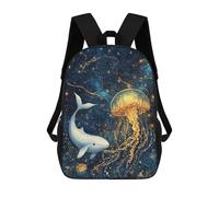 sinyumoney Whale And Jellyfish in Starry Ocean Sacs À Dos Décontractés Pour Enfants, Sacs D'école Pour Adolescents, Filles Et Garçons, Sacs À Dos Pour Livres 17inch