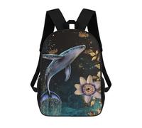 sinyumoney Whale And Passionflower Fantasy Sac À Dos Enfant, Sac D'école, Sac À Dos Imprimé 3D Avec Motif De Dessin Animé, Grande Capacité, Pour Garçons Et Filles 17inch