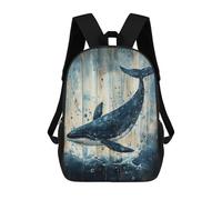 sinyumoney Whale Art on Wood Panel Ocean Folk Art Print Sac À Dos Enfant Tendance Et Amusant, Sac À Dos Pour Garçons Et Adolescents, Sac D'école Imprimé En 3D Pour Garçons 17inch