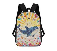 sinyumoney Whale Butterfly Garden Art Print-1 Sac À Dos Scolaire Pour Enfants, Imprimé En 3D, Sac À Dos Tendance Pour Garçons, Élèves Du Primaire Et Du Collège 17inch