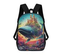 sinyumoney Whale Castle Fantasy Sacs À Dos, Sac À Dos Enfant, Sac D'école, Sac À Dos De Voyage Imprimé En 3D, Accessoire De Mode, Sac À Dos Imperméable Pour Enfants 17inch