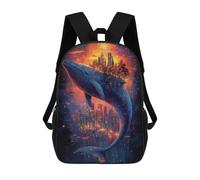 sinyumoney Whale Cityscape Fantasy Sac À Dos Scolaire Imprimé En 3D Pour Enfants, Sac À Dos Garçon/fille, Sac De Voyage Pour Enfants 17inch