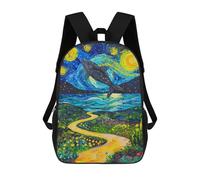 sinyumoney Whale Dream Pathway Painting 17inch Sac À Dos Scolaire Imprimé En 3D Pour Enfants, Style Décontracté Et Tendance, Idéal Pour Les Voyages Et Les Études.