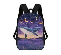 sinyumoney Whale Dreams in Lavender Fields Sac À Dos Scolaire Pour Enfants, Sac À Dos De Voyage Décontracté, Grand Sac À Dos Pour Garçons Et Filles 17inch