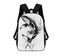 sinyumoney Whale Illustration in Black And White Sac À Dos Enfant Tendance Et Amusant, Sac À Dos Pour Garçons Et Adolescents, Sac D'école Imprimé En 3D Pour Garçons 17inch