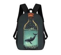 sinyumoney Whale in A Bottle Sac À Dos Enfant, Cartable Imprimé En 3D Pour Garçons Et Adolescents 17inch
