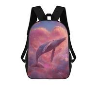 sinyumoney Whale in Pink Clouds Sac À Dos Scolaire Pour Enfants, 43 Cm (17 Pouces), Imprimé En 3D, Pour Garçons, Élèves Du Primaire Et Du Collège