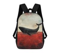 sinyumoney Whale in Red Water Sacs À Dos Scolaires Pour Enfants, Sac D'école Imprimé En 3D Pour Garçons, Élèves Du Primaire Et Du Collège 17inch