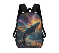sinyumoney Whale in Space Painting-4 17inch Sac À Dos Scolaire Imprimé En 3D Pour Enfants, Style Décontracté Et Tendance, Idéal Pour Les Voyages Et Les Études.