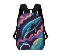 sinyumoney Whale in Space with Planets Sac À Dos Scolaire Pour Enfants Imprimé En 3D, Idéal Pour Les Voyages Et Les Lectures, Pour Les Garçons Et Les Élèves Du Primaire 17inch