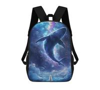 sinyumoney Whale in Space with Polar Bear Sac À Dos Scolaire Enfant Tendance Et Décontracté, Sac À Dos Imprimé En 3D Pour Garçon, Grand Sac À Dos 17inch