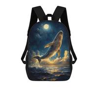 sinyumoney Whale in The Night Sky Sac À Dos Scolaire Imprimé En 3D, Sac À Dos Décontracté Pour Enfants, Sac D'école Imprimé En 3D Pour Garçons, Primaire Et Collège 17inch