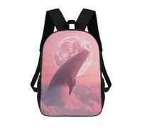 sinyumoney Whale in The Pink Clouds with Moon Sac À Dos Scolaire Imprimé En 3D, Sac À Dos Décontracté Pour Enfants, Sac D'école Imprimé En 3D Pour Garçons, Primaire Et Collège 17inch