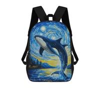 sinyumoney Whale Jumping Starry Night Sac À Dos Scolaire Imprimé En 3D, Sac À Dos Décontracté Pour Enfants, Sac D'école Imprimé En 3D Pour Garçons, Primaire Et Collège 17inch