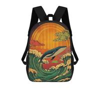 sinyumoney Whale Jumping Wave Sac À Dos Scolaire Pour Adolescents, Imprimé En 3D, Ajustable, À Poches Tendance, Pour Enfants, Garçons, Filles, Étudiants Et Adolescents 17inch