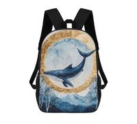 sinyumoney Whale Moon Nature Art Print Sacs À Dos Pour Enfants 17inch Sac À Dos Scolaire, Sac D'école Imprimé En 3D Pour Garçons, Élèves Du Primaire Et Du Collège