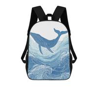 sinyumoney Whale Ocean Waves Art Print-5 Sacs À Dos 17 Pouces Pour Enfants, Sacs D'école Imprimés En 3D Pour Élèves Du Primaire Et Du Collège, Garçons Et Filles