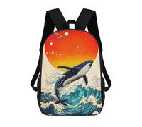 sinyumoney Whale Ocean Waves Sunset Sac À Dos Enfant Tendance Et Amusant, Sac À Dos Pour Garçons Et Adolescents, Sac D'école Imprimé En 3D Pour Garçons 17inch