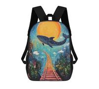 sinyumoney Whale on Tracks Fantasy Art Print Sacs À Dos Pour Enfants, Sac À Dos Scolaire Imprimé En 3D Pour Enfants, Sac À Dos De Voyage, Sac À Livres Pour Enfants 17inch Sac D'école