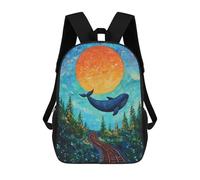 sinyumoney Whale on Tracks, Surreal Art Sac À Dos Scolaire Pour Enfants, Imprimé En 3D, Sac À Dos Tendance Pour Garçons, Élèves Du Primaire Et Du Collège 17inch