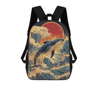sinyumoney Whale Riding Waves Sunset 17inch Sacs À Dos Scolaires Imprimés En 3D - Sacs À Dos Tendance Pour Garçons Du Primaire Et Du Collège
