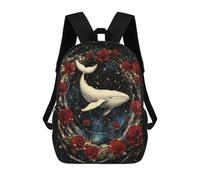 sinyumoney Whale Roses Galaxy Art Print-2 Sac À Dos Scolaire Pour Enfants, Sac À Dos De Voyage Décontracté, Grand Sac À Dos Pour Garçons Et Filles 17inch