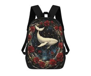 sinyumoney Whale Roses Galaxy Art Print-2 Sac À Dos Scolaire Pour Enfants, Sac À Dos De Voyage Décontracté, Grand Sac À Dos Pour Garçons Et Filles 17inch