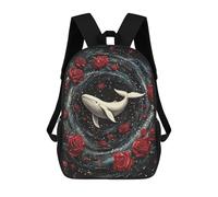 sinyumoney Whale Roses Space Art Print Sac À Dos Scolaire Imprimé En 3D, Sac À Dos Tendance Pour Enfants, Sac À Dos Pour Garçons, Élèves Du Collège 17inch