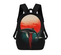 sinyumoney Whale Silhouette with Red Sun Sac À Dos Scolaire Pour Filles Et Garçons, Grande Capacité, Léger, Pour Enfants Et Étudiants 17inch