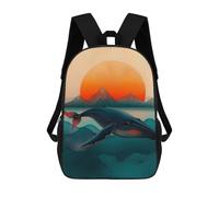 sinyumoney Whale Sunset Sacs À Dos Scolaires Pour Enfants, Sac D'école Imprimé En 3D Pour Garçons, Élèves Du Primaire Et Du Collège 17inch
