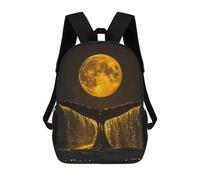 sinyumoney Whale Tail And Full Moon Sac À Dos Scolaire Pour Filles Et Garçons, Grande Capacité, Léger, Pour Enfants Et Étudiants 17inch